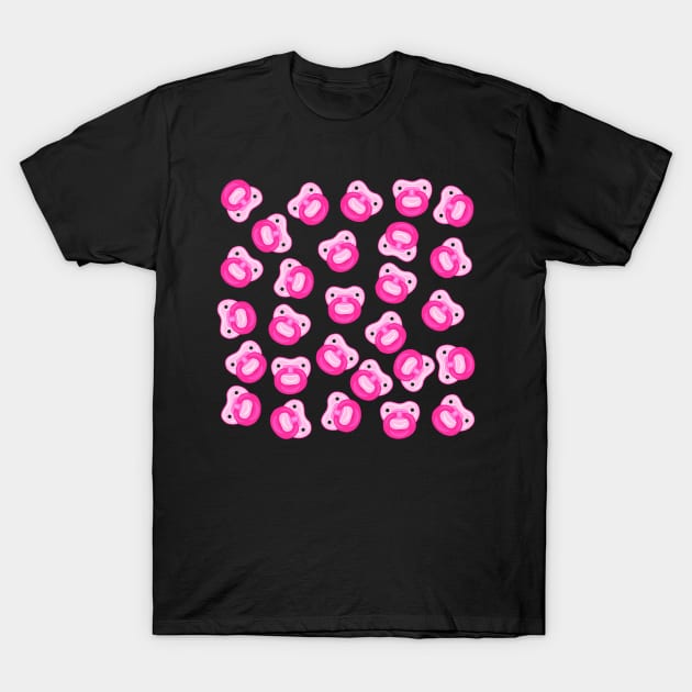 Pink Baby Girl Pacifier Pattern T-Shirt by Art by Deborah Camp